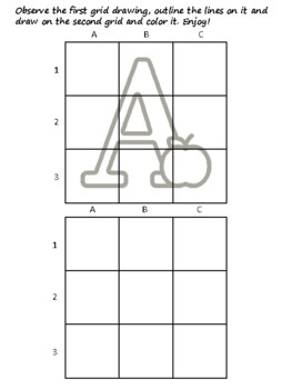 26 Alphabet Easy Grid Drawing Activities, Alphabet Art Sub Plan, Grid Art