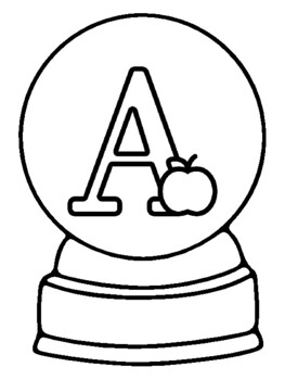 26 Letters A-Z Coloring Pages, Kindergarten Alphabet Snow Globe Craft