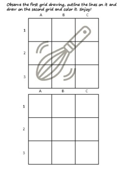 29 Bakery Easy Grid Drawing Activities, Bakery Art Sub Plan, Grid Art