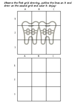 30 Dental Month Easy Grid Drawing Activities, Dental Month Art