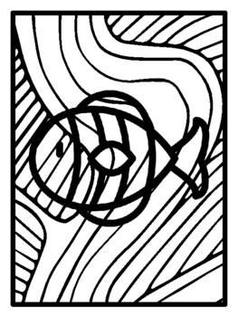 39 Ocean Pop Art Inspired Coloring Pages, Early Finisher