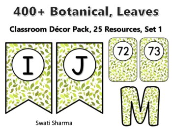 400+ Botanical Leaves Classroom Décor Pack #570, 25 Resources, Set 1, Printable