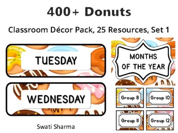 400+ Donuts Classroom Décor Pack #261, 25 Resources, Set 1Sheet Size: 8.5 by