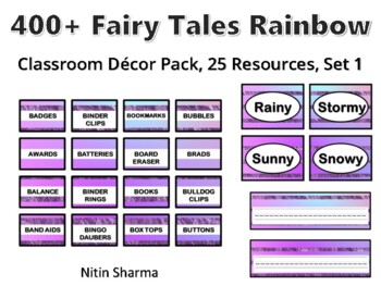 400+ Fairy Tales Rainbow Classroom Décor Pack #464, 25 Resources, Set 1, Ready