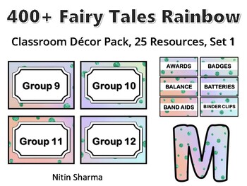 400+ Fairy Tales Rainbow Classroom Décor Pack #465, 25 Resources, Set 1, Ready