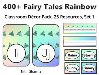 400+ Fairy Tales Rainbow Classroom Décor Pack #466, 25 Resources, Set 1, Ready