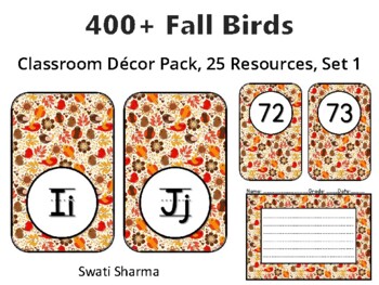 400+ Fall Birds Classroom Décor Pack #402, 25 Resources, Set 1, PrintablesShe