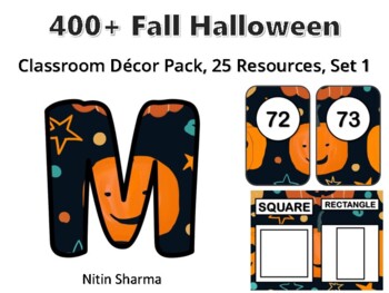 400+ Fall Halloween Classroom Décor Pack #501, 25 Resources, Set 1, Ready To Pr