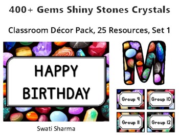 400+ Gems Shiny Stones Crystals Classroom Décor Pack #392, 25 Resources, Set 1