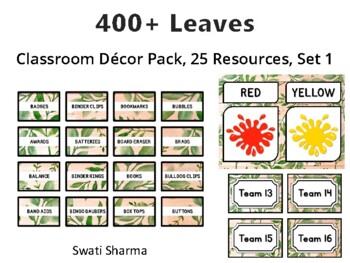 400+ Leaves Classroom Décor Pack #582, 25 Resources, Set 1, Printables