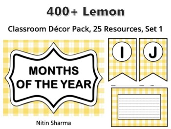 400+ Lemon Classroom Décor Pack #515, 25 Resources, Set 1, Ready To Print Decor
