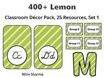 400+ Lemon Classroom Décor Pack #524, 25 Resources, Set 1, Ready To Print Decor