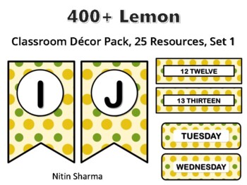 400+ Lemon Classroom Décor Pack #534, 25 Resources, Set 1, Ready To Print Decor