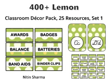 400+ Lemon Classroom Décor Pack #538, 25 Resources, Set 1, Ready To Print Decor