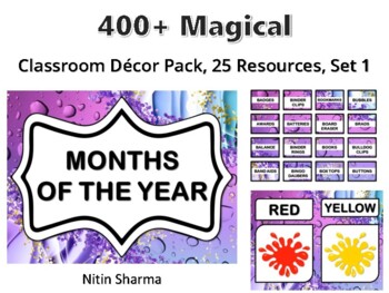 400+ Magical Classroom Décor Pack #368, 25 Resources, Set 1, Ready To Print Dec