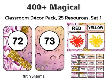 400+ Magical Classroom Décor Pack #371, 25 Resources, Set 1, Ready To Print Dec