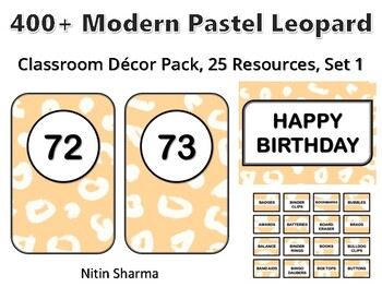 400+ Modern Pastel Leopard Classroom Décor Pack #625, 25 Resources, Set 1, Read