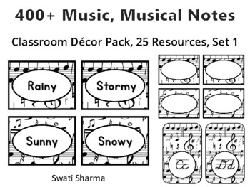 400+ Music Musical Notes Classroom Décor Pack #487, 25 Resources, Set 1