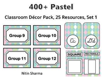 400+ Pastel Classroom Décor Pack #565, 25 Resources, Set 1, Ready To Print Deco