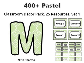 400+ Pastel Classroom Décor Pack #567, 25 Resources, Set 1, Ready To Print Deco