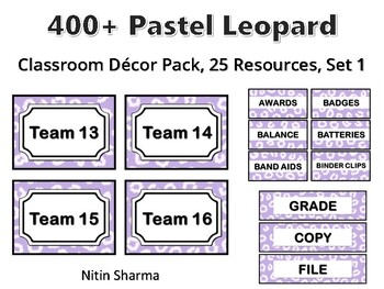 400+ Pastel Leopard Classroom Décor Pack #634, 25 Resources, Set 1, Ready To Pr