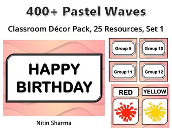 400+ Pastel Waves Classroom Décor Pack #639, 25 Resources, Set 1, Ready To Prin