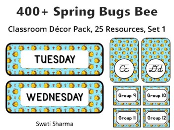 400+ Spring Bugs Bee Classroom Décor Pack #463, 25 Resources, Set 1, Printables