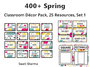 400+ Spring Classroom Décor Pack #428, 25 Resources, Set 1Sheet Size: 8.5 by