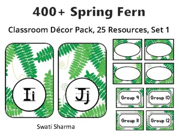 400+ Spring Fern Classroom Décor Pack #441, 25 Resources, Set 1Sheet Size: 8.