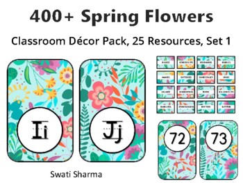 400+ Spring Flowers Classroom Décor Pack #575, 25 Resources, Set 1, Printables