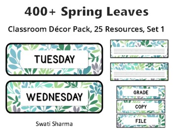 400+ Spring Leaves Classroom Décor Pack #576, 25 Resources, Set 1, Printables