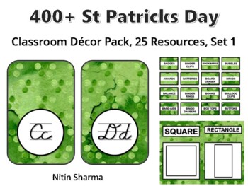 400+ St Patricks Day Classroom Décor Pack #475, 25 Resources, Set 1, Ready To P