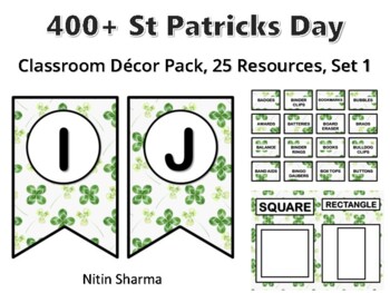 400+ St Patricks Day Classroom Décor Pack #478, 25 Resources, Set 1, Ready To P