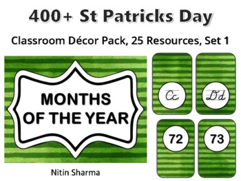 400+ St Patricks Day Classroom Décor Pack #479, 25 Resources, Set 1, Ready To P