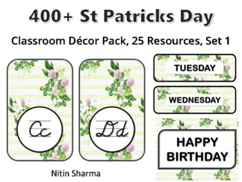 400+ St Patricks Day Classroom Décor Pack #483, 25 Resources, Set 1, Ready To P