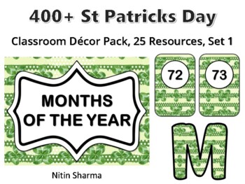 400+ St Patricks Day Classroom Décor Pack #484, 25 Resources, Set 1, Ready To P