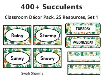 400+ Succulents Classroom Décor Pack #479, 25 Resources, Set 1, Printables