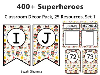 400+ Superheroes Classroom Décor Pack #387, 25 Resources, Set 1Sheet Size: 8.