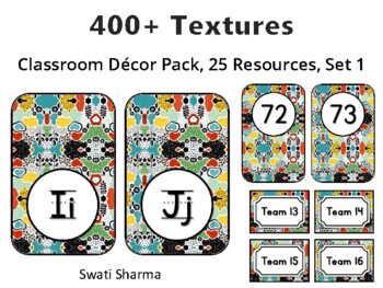 400+ Textures Classroom Décor Pack #303, 25 Resources, Set 1Sheet Size: 8.5 b