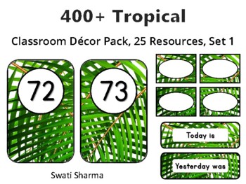 400+ Tropical Classroom Décor Pack #423, 25 Resources, Set 1, PrintablesSheet