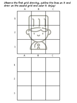 47 Cooking Easy Grid Drawing Activities, Cooking Art Sub Plan, Grid Art