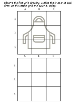 48 Kitchen Cooking Easy Grid Drawing Activities, Kitchen Cooking Art