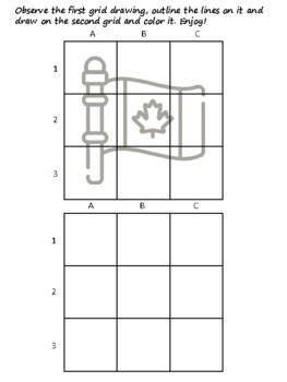 49 Canada Day Easy Grid Drawing Activities, Canada Day Art Sub Plan, Grid Art