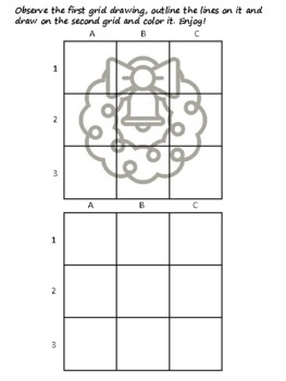 49 Christmas Easy Grid Drawing Activities, Christmas Art Sub Plan, Grid Art