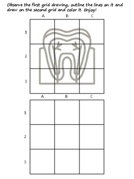 49 Dental Care Easy Grid Drawing Activities, Dental Care Art