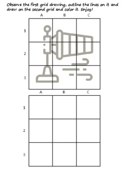 50 Aviation Easy Grid Drawing Activities, Aviation Art Sub Plan, Grid Art