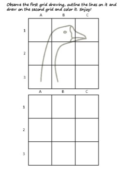 50 Birds Species Easy Grid Drawing Activities, Birds Species Art