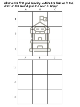 50 Circus Easy Grid Drawing Activities, Circus Art Sub Plan, Grid Art