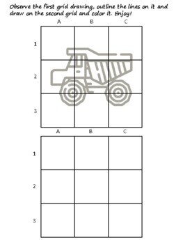 50 Construction Easy Grid Drawing Activities, Construction Art