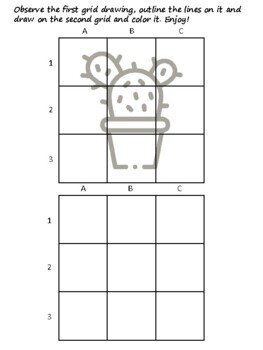 50 Flowers Easy Grid Drawing Activities, Flowers Art Sub Plan, Grid Art